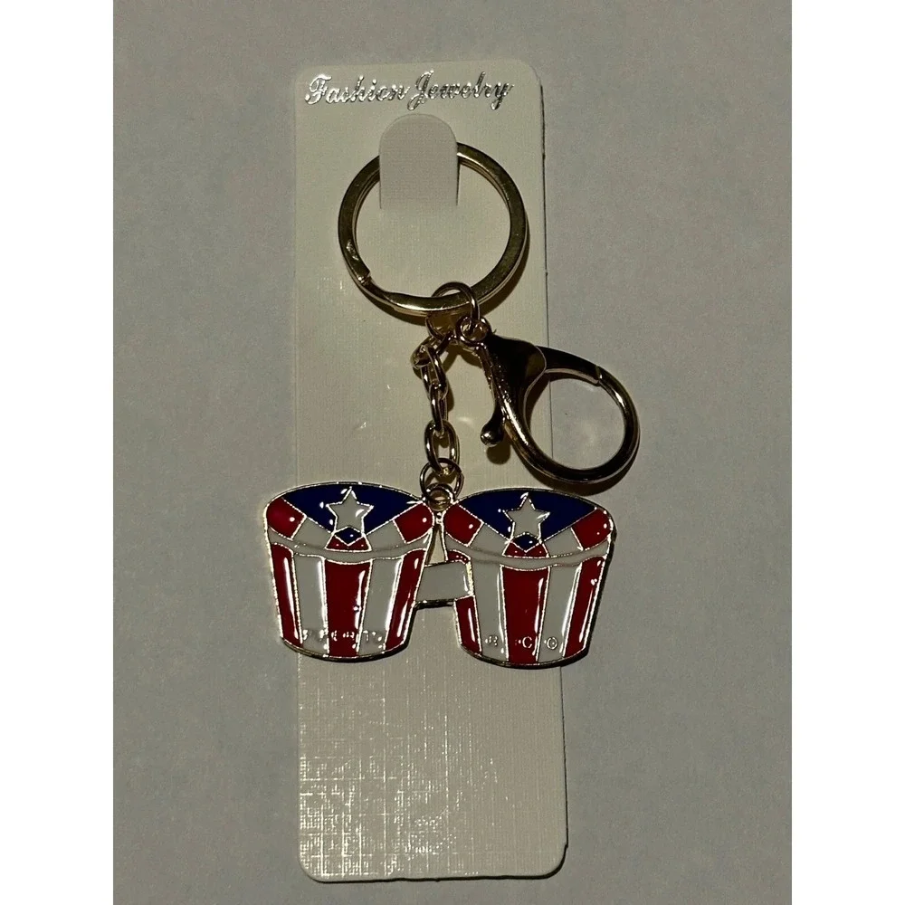 Puerto Rico Flag Keychain Variety Enamel Coqui Bongo Island Souvenir Multicolor